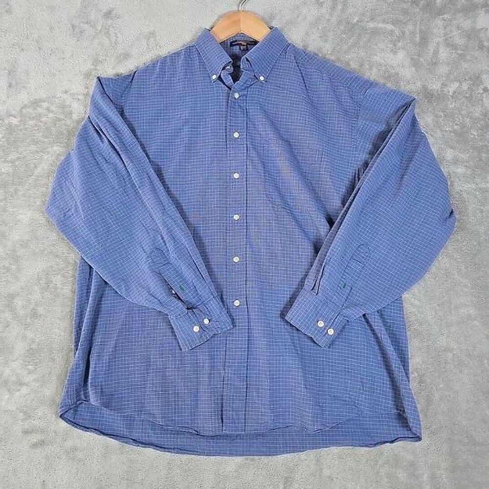 Tommy Hilfiger Shirt Mens XL Blue Check Casual Button Up Long Sleeve